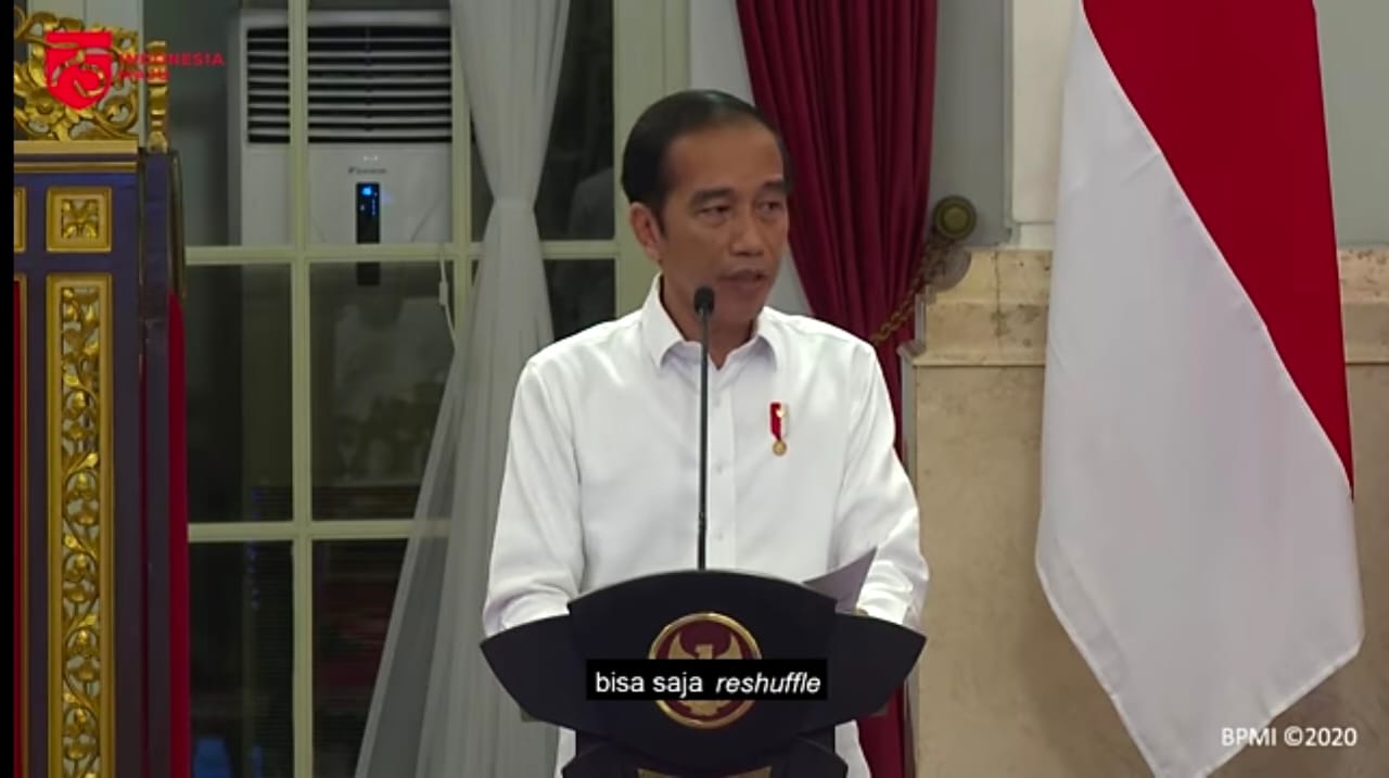 Presiden Jokowi marahi menteri dan pimpinan lembaga, karena kesal dengan progres penanganan krisis pandemi Covid-19. Foto: Lintasnusanews.com/Tangkapan layar akun Youtube Sekretariat Presiden.