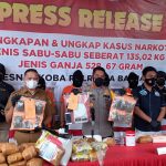Polresta Banjarmasin Kalsel, saat press release peredaran narkotika di Mapolresta Banjarmasin. Foto: Lintasnusanews.com/Rahmat