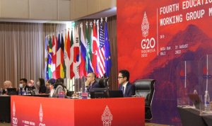 Co-Chair EdWG, Anindito Aditomo saat menghadiri Presidensi G20 di Nusa Dua Bali, Jumat (02/09/2022). Foto: ist